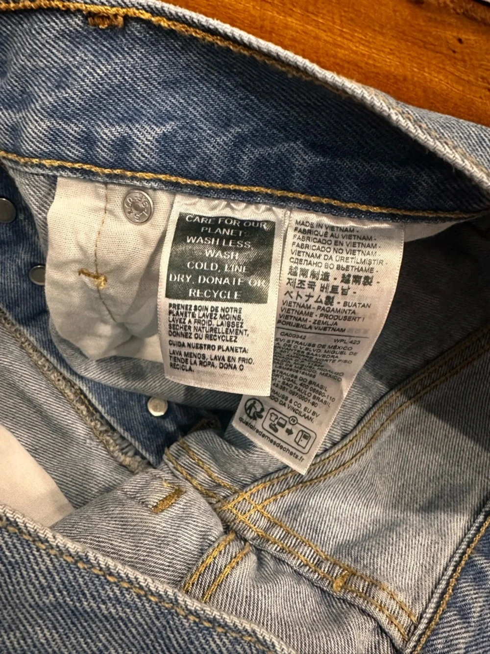 Levi's Distressed Light Blue High-Rise Denim Shorts